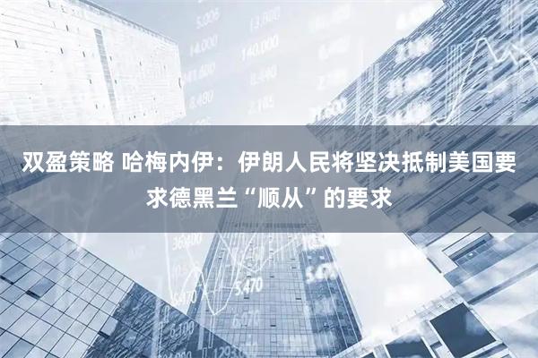 双盈策略 哈梅内伊：伊朗人民将坚决抵制美国要求德黑兰“顺从”的要求